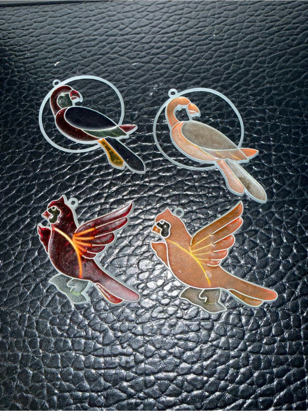 Vintage Glass and Metal Bird Decorative Bird Suncatcher Ornaments set - 4